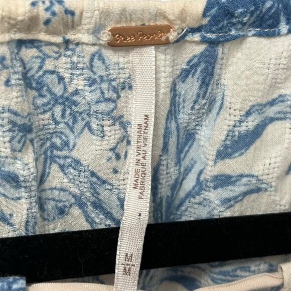 Free People Blue White Floral Tea Combo Sunbaked Swing Mini Dress Womens Medium - Picture 3 of 7